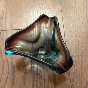 Murano Glass Art with Brown and Blue Tones